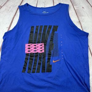 Nike Tank Top Mens Large Blue Dri-FIT Just Do It Graphic The Nike Tee Sleeveless